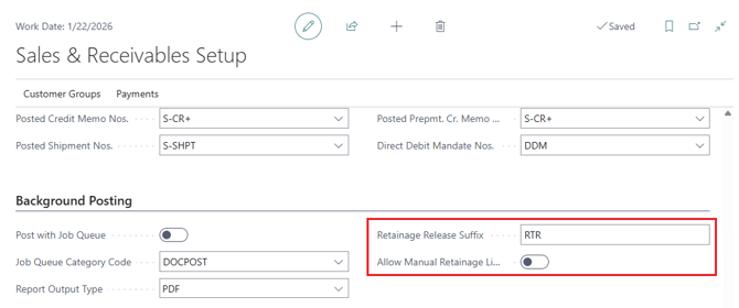 Sales And Receivables Setup