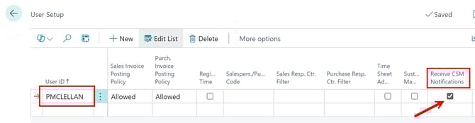 CSM Core - Notifications User Setup