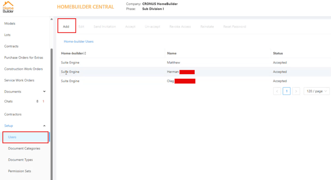 Screenshot of BC + HomeBuilder - how to add users