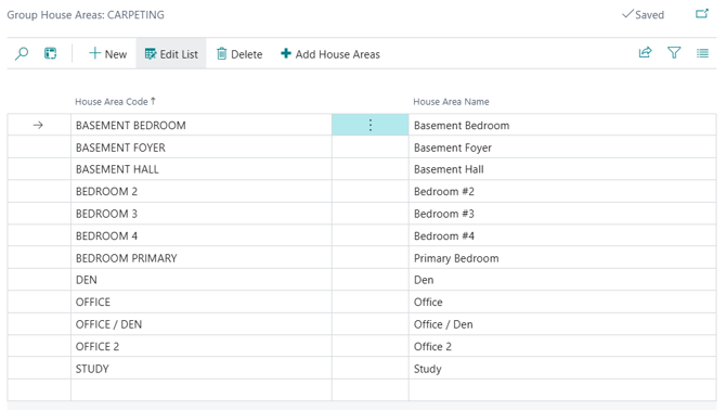 The Group House Area list page.