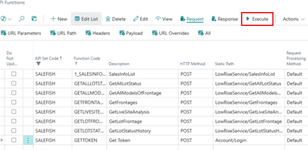 SaleFish fault finding location of the Execute action in the API Functions page for invalid http header resolution.