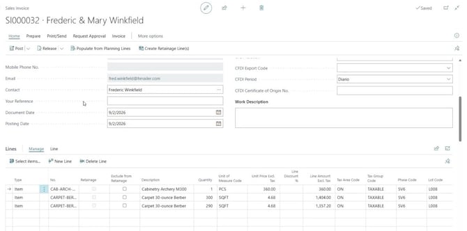 Selling in HomeBuilder using Sales Invoice from invoiced selection package.