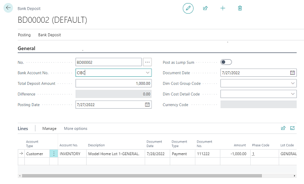 Setting Up and Using Bank Deposits for the First use after Updating HomeBuilder. Bank Deposit 3