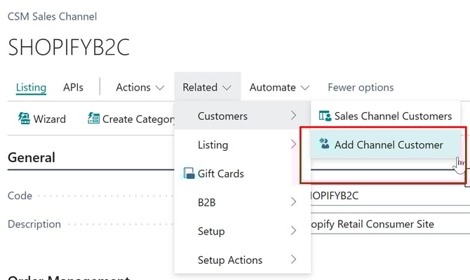 Add Channel Customer