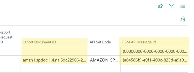 Report Document ID and CSM API Message Id