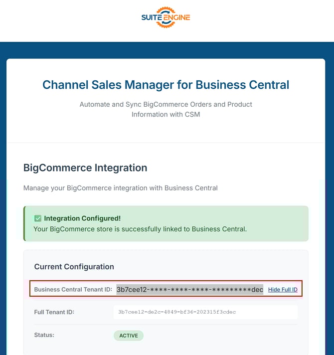 BigCommerce - Insert BC Tenant ID for App