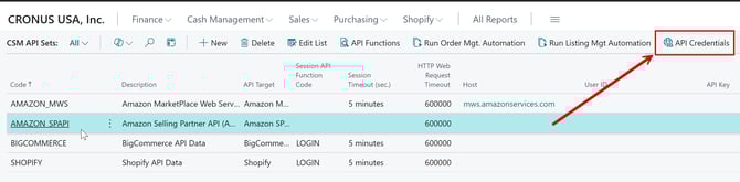 Amazon - API Credential Access in BC