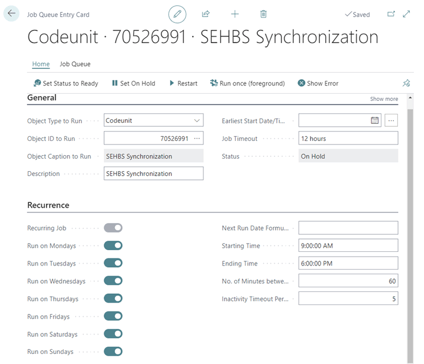 Job Queue Entry for SaleFish recurring setup