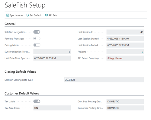 HomeBuilder SaleFish Setup Page